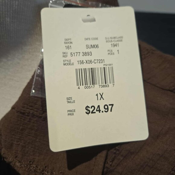 Cherokee Sleeveless Button-Front Blouse – Size 1XL – NWT - Picture 2 of 3